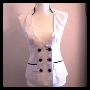 AlX neck halter top white striped in M